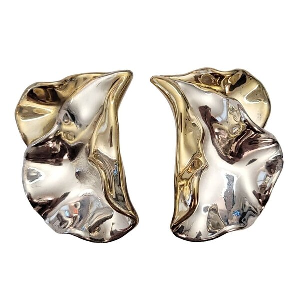 David Varsano Modernist Sterling Silver Large Wavy Brutalist Clip Earrings,E963 - Picture 13 of 13